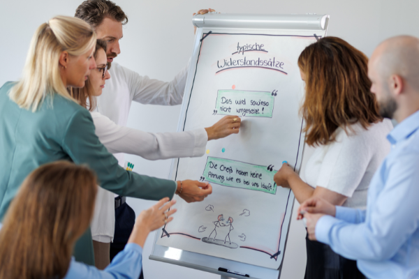 Führungskräfte im Training zum Umgang mit Widerstand in Veränderungsprozessen