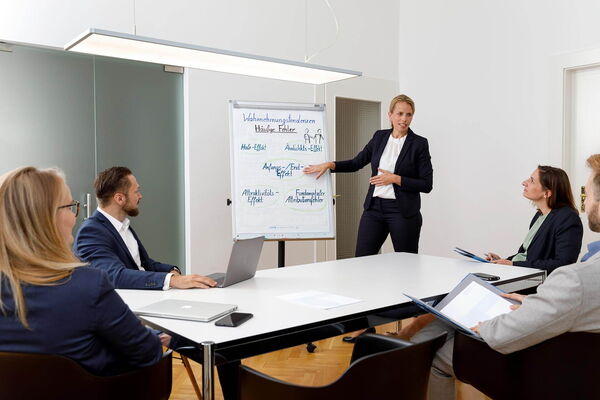 Exchange scene Interview training in small groups